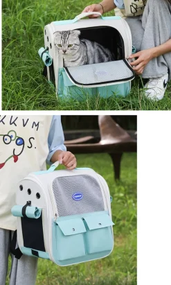 Sac à dos pour chat mcboson blanc, pratique anti-griffes, bonne ventilation