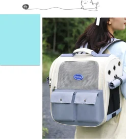 Sac à dos pour chat mcboson bleu, anti-griffes pratique, bonne ventilation