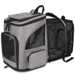 Sac à dos pour chat mcboson gris - extensible, grande capacité, pliable