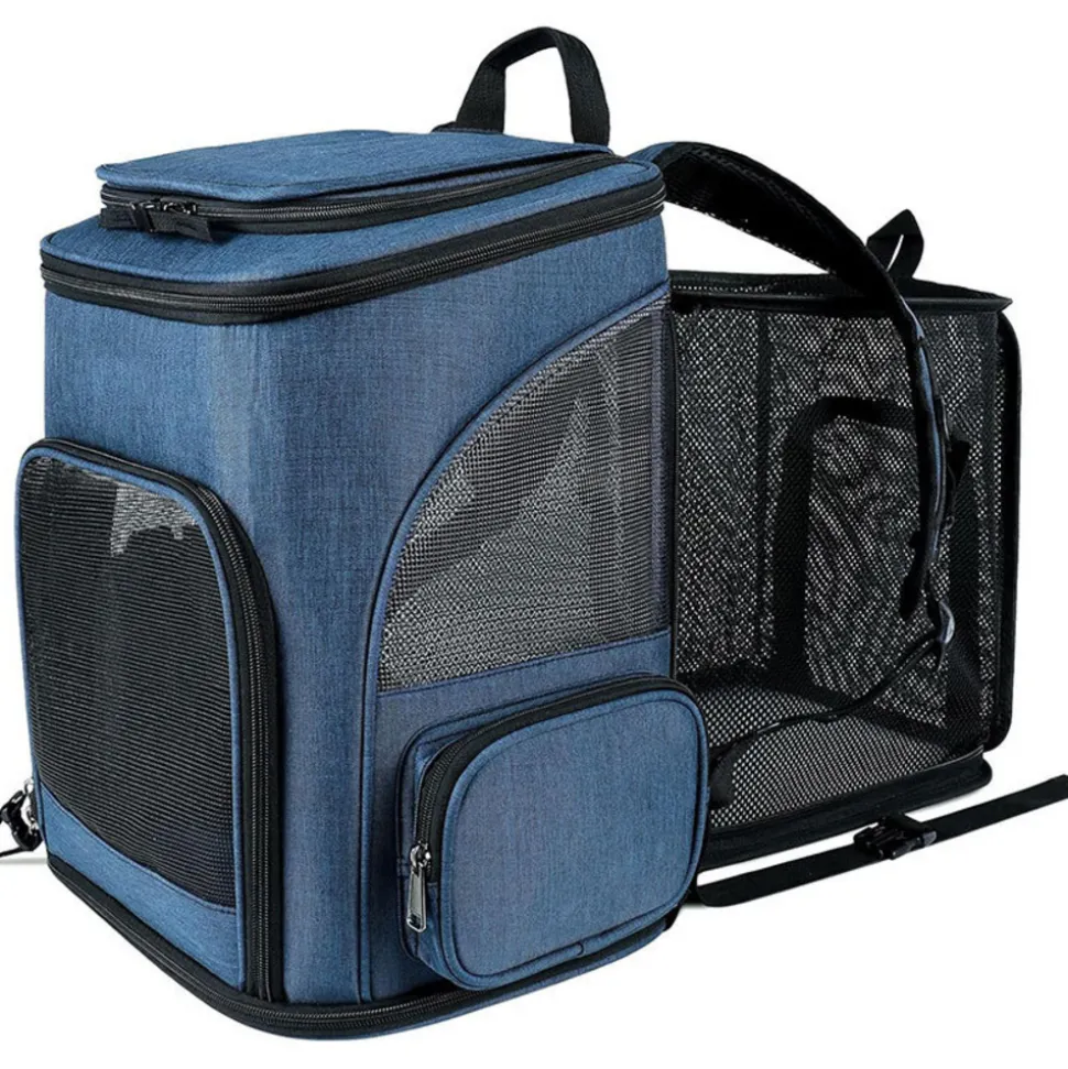 Sac à dos pour chat mcboson bleu - extensible, grande capacité, pliable