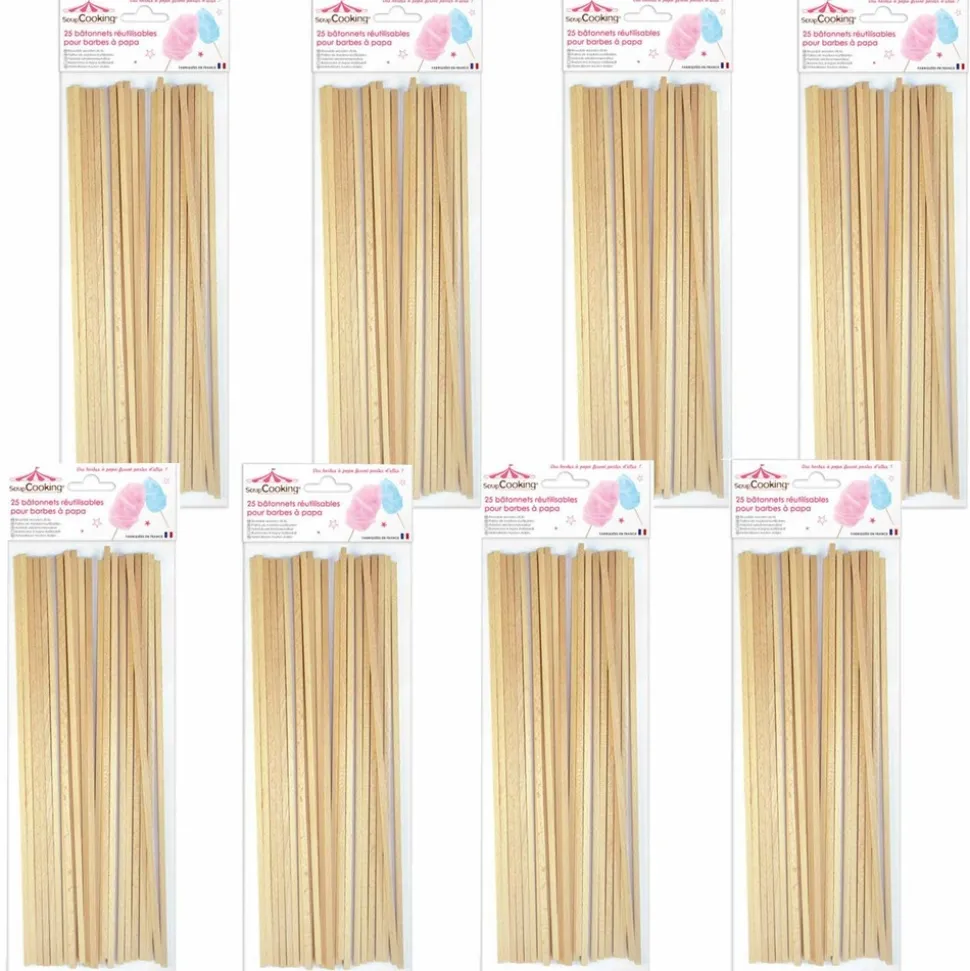 SCRAPCOOKING - 200 bâtonnets pour barbe à papa