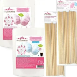 SCRAPCOOKING - Préparation barbe à papa bleue + rose + 50 bâtonnets