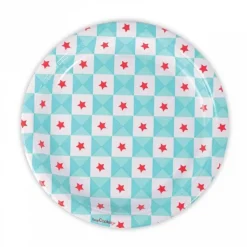 SCRAPCOOKING PARTY - 8 assiettes en carton - géométrie étoiles bleues
