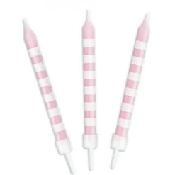 SCRAPCOOKING PARTY - 12 bougies rose à rayures blanches