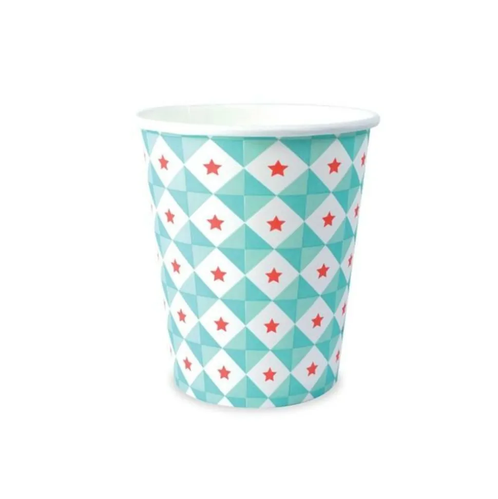 SCRAPCOOKING PARTY - 8 gobelets - géométrie étoiles bleues - 25 cl