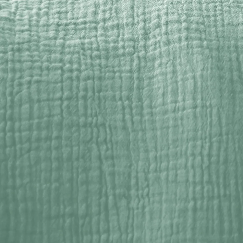 Set de 2 rideaux en gaze de coton vert amande. Tissu gaufré. 2x 135x240cm avec œillets