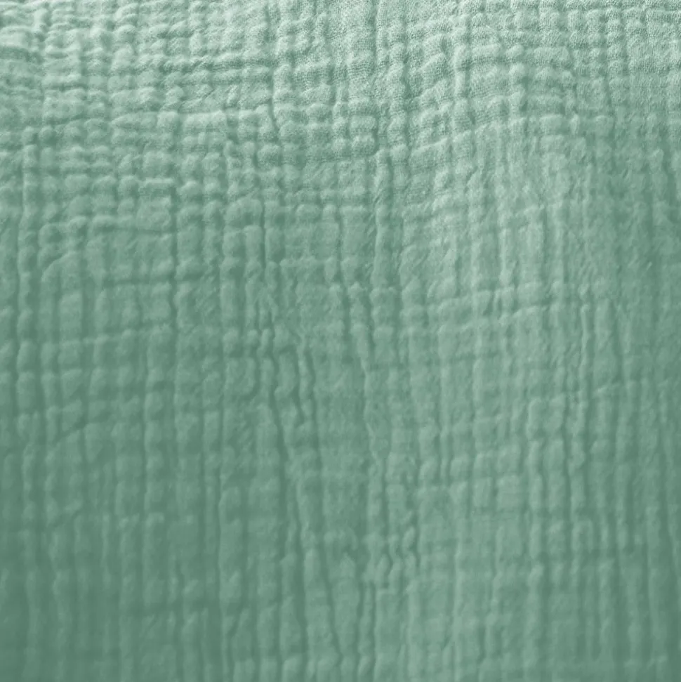 Set de 2 rideaux en gaze de coton vert amande. Tissu gaufré. 2x 135x240cm avec œillets