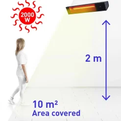 SINED - Chauffage infrarouge wifi 2000w en verre noir sined