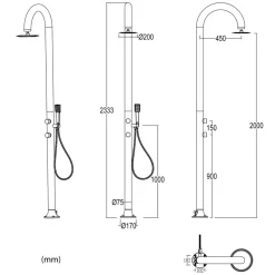 SINED - Douche blanche alu avec led douchette capteur et double arrivee