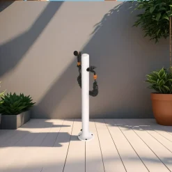 SINED - Fontaine de jardin en aluminium blanc avec tuyau de 75 m et pistolet a 8 jets