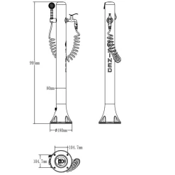 SINED - Fontaine de jardin en aluminium blanc avec tuyau de 75 m et pistolet a 8 jets