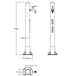 SINED - Fontaine de jardin noire en aluminium avec raccords pour montage facile