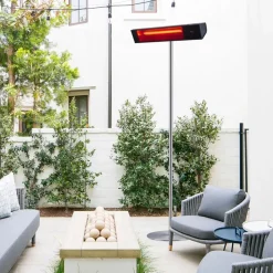 SINED - Radiateur infrarouge wifi avec pôle 2000w verre noir chaud sined