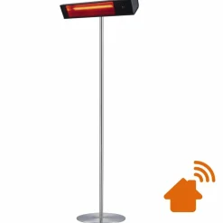 SINED - Radiateur infrarouge wifi avec pôle 2000w verre noir chaud sined