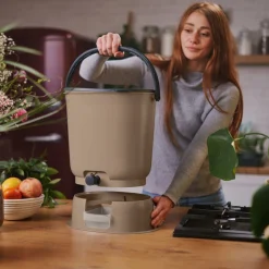 SKAZA - Composteur bokashi essential 15,3l +1kg brain+base-capuccino