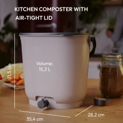 SKAZA - Composteur bokashi essential 15,3l +1kg brain,gris