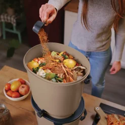 SKAZA - Lot de 2 composteurs bokashi essential 15,3l+1kg de brain+1 base-capuccino