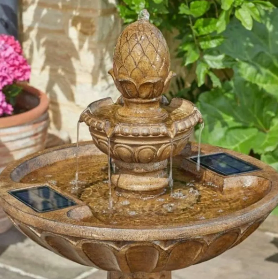 SMART GARDEN - Fontaine solaire bain d'oiseau 3 niveaux queensbury