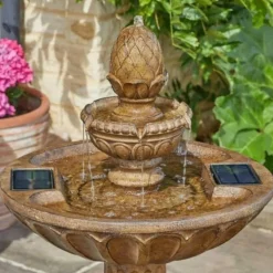 SMART GARDEN - Fontaine solaire bain d'oiseau 3 niveaux queensbury