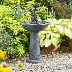 SMART GARDEN - Fontaine solaire bain d'oiseaux duo de grenouilles