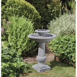 SMART GARDEN - Fontaine solaire bain d'oiseau 2 niveaux chatsworth