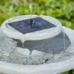 SMART GARDEN - Fontaine solaire bain d'oiseau 2 niveaux chatsworth