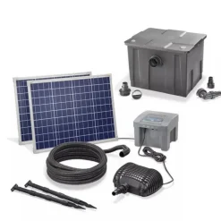 SOLAIREPRATIQUE - Kit pompe solaire bassin fontaine cascade pro batt 2600l-100w avec batterie et filtre