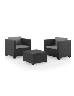 SP BERNER - Jardin/terrasse ensemble de 2 fauteuils+1 table. diva tete grafit sp berner