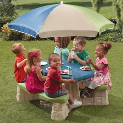 STEP2 - Table de pique-nique avec parasol aqua