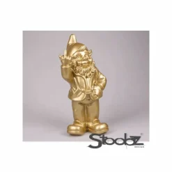 STOOBZ - Nain de jardin en résine doigt d'honneur 7 x 8 x 20 cm doré