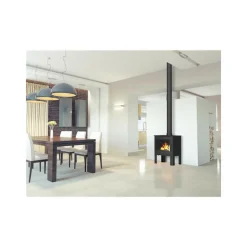 SUPRA - Fr9016110b -poêle à bois-vision horizontale - fonte - noir - sortie arr supra - gaby