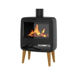 SUPRA - Fr9016130b-poêle à bois-vision horizontale et galbée - fonte - noir - d supra - kris