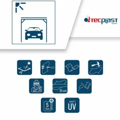 TECPLAST - Bâche carport micro-perforée tecplast mp460cp 4x4 m - verte - garantie 5 ans