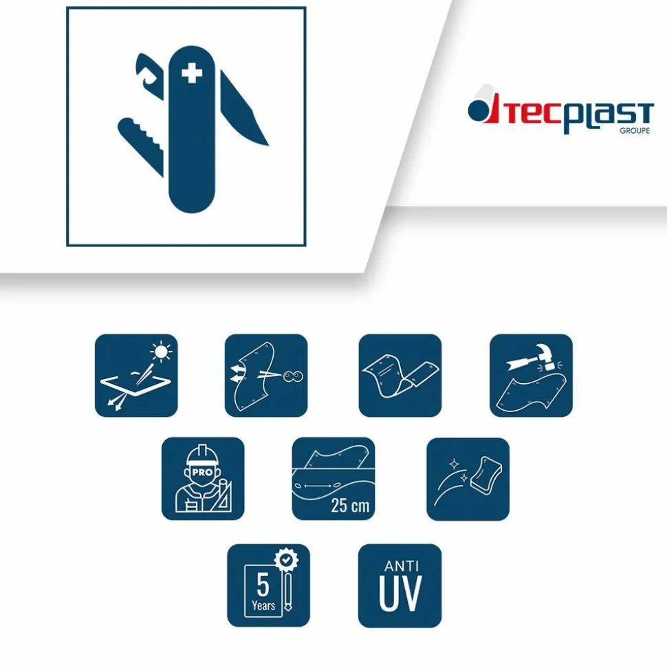 TECPLAST - Bâche micro-perforée tecplast mp460mu 4x5 m - grise - garantie 5 ans