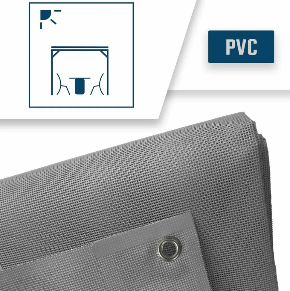 TECPLAST - Toile pergola micro-perforée tecplast mp460pr 4x5 m - grise - garantie 5 ans