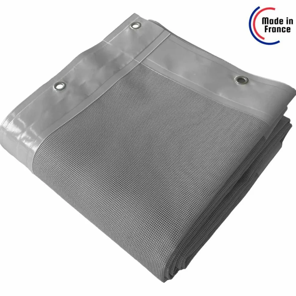 TECPLAST - Toile pergola micro-perforée tecplast mp460pr 4x5 m - grise - garantie 5 ans