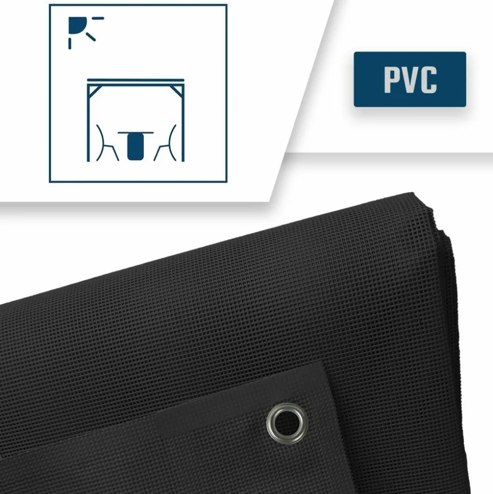 TECPLAST - Toile pergola micro-perforée tecplast mp460pr 3x6 m - noire - garantie 5 ans