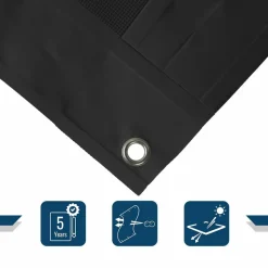 TECPLAST - Toile pergola micro-perforée tecplast mp460pr 3x3 m - noire - garantie 5 ans