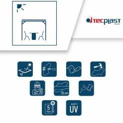 TECPLAST - Toile pergola micro-perforée tecplast mp460pr 3x3 m - ivoire - garantie 5 ans