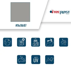 TECPLAST - Toile pergola sans oeillets 3x8 m xp640pr grise - garantie 10 ans tecplast