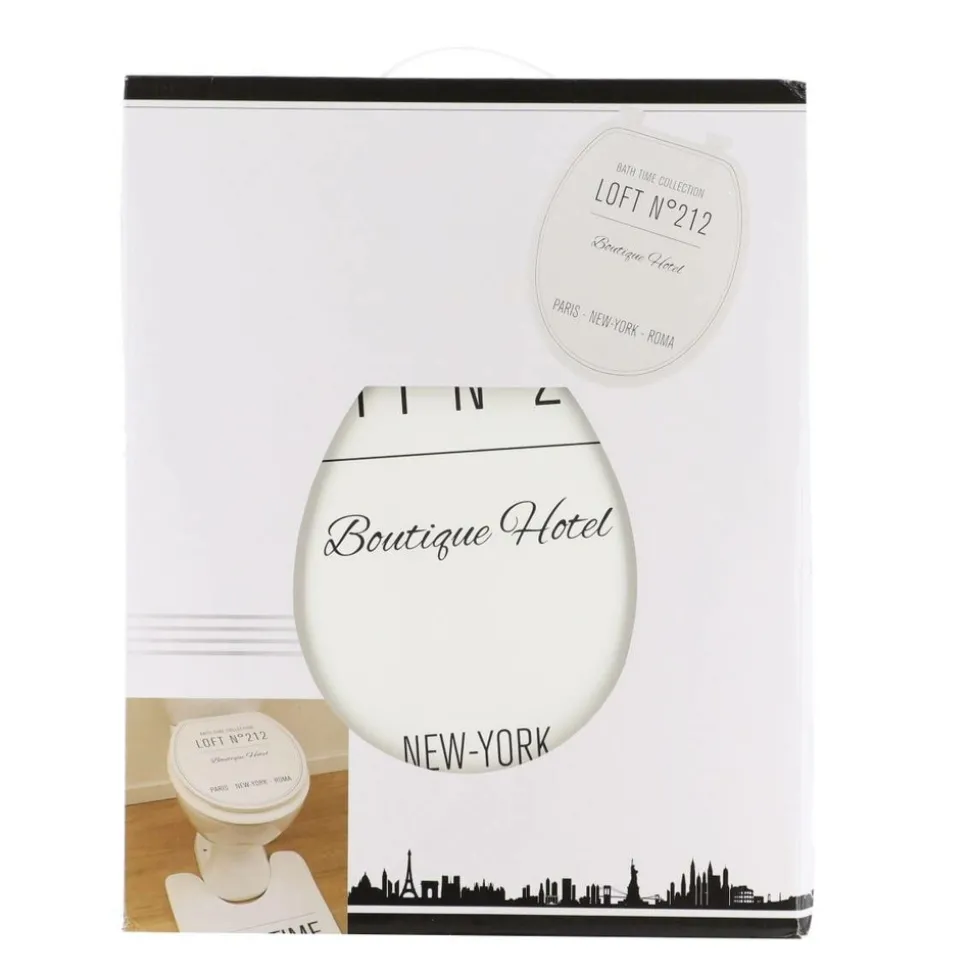 TENDANCE - Abattant wc 18 pouces mdf couvercle design imprime et attaches plastique - neo retro blanc