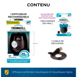 THERMACELL - Appareil anti moustiques & moustiques tigres + recharge 40h- bouclier 29m² -rechargeable - inodore the55rech