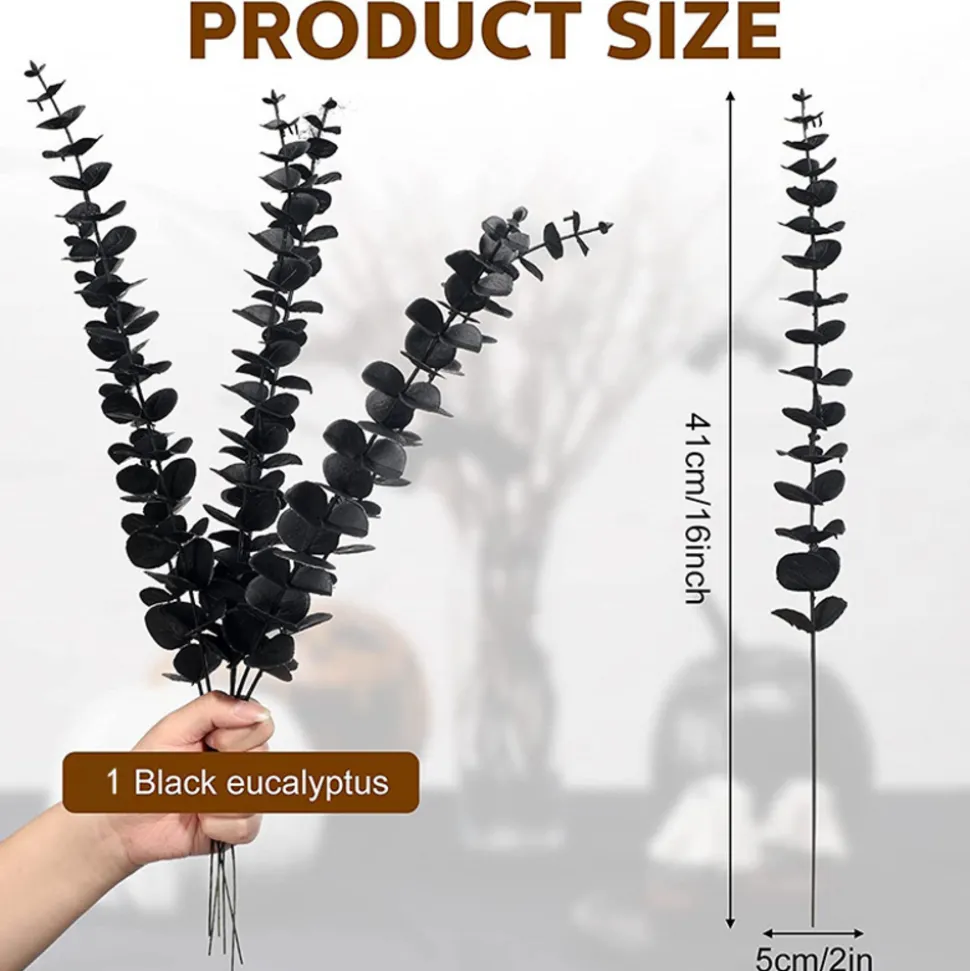 Tige de feuille d'eucalyptus artificielle - vert foncé