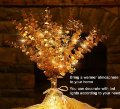 Tige de feuille d'eucalyptus artificielle dorée - or