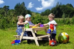 TIMBELA - Table enfant pour le jardin - table et chaise enfant avec boite de rangement -90x90xh50 cm - m010-1