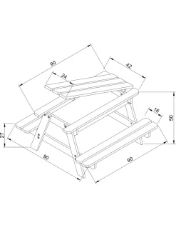 TIMBELA - Table enfant pour le jardin - table et chaise enfant avec boite de rangement -90x90xh50 cm - m010-1