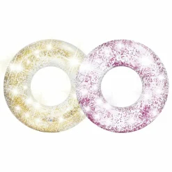 TOILINUX - 2 bouées gonflables glitter - diam. 119 cm - rose et doré