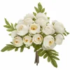 TOILINUX - Lot 2x bouquet artificiel de 18 camélia - h. 30 cm - blanc