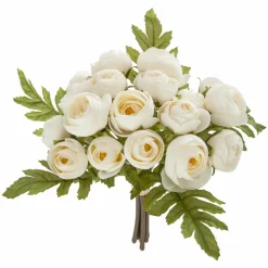 TOILINUX - Lot 2x bouquet artificiel de 18 camélia - h. 30 cm - blanc