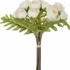 TOILINUX - Lot 2x bouquet artificiel de 18 camélia - h. 30 cm - blanc